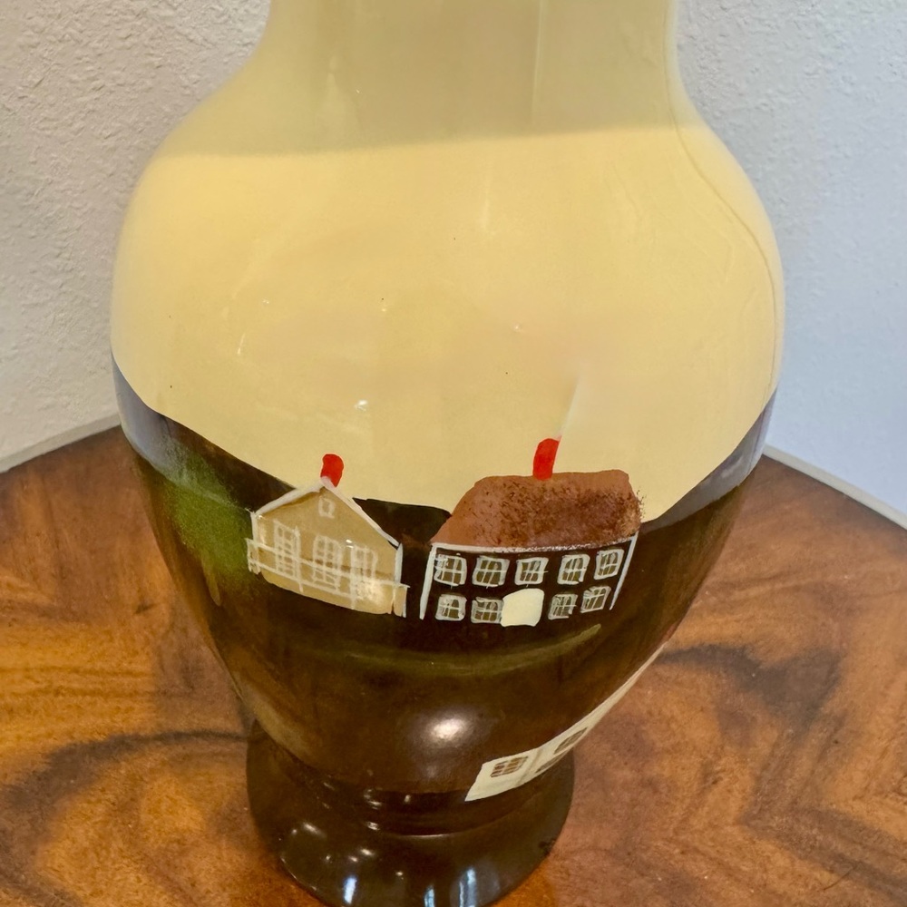 Vintage Hand-Painted Ceramic Vase with Folk Art Design 12” - Picture 15 of 16